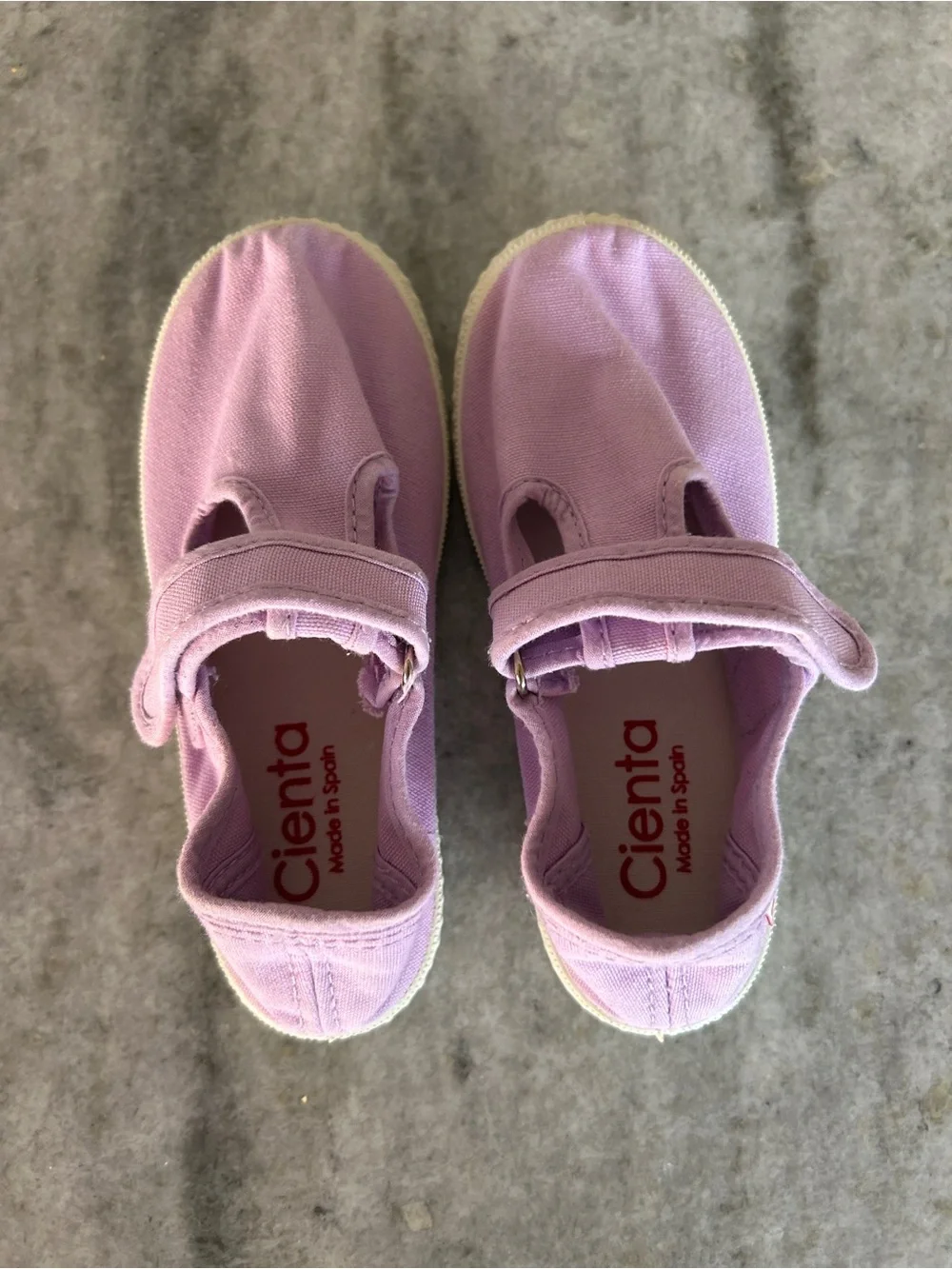 Cienta Kids Canvas Hook-and-Loop Velcro Shoes in Lavender Size 27 10-10.5
